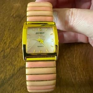 Gossip gold and coral stretch band watch